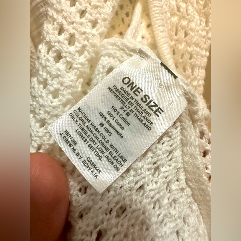 J.Crew Factory Open Knit Shrug Cardigan in White Cotton OS - Picture 7 of 7